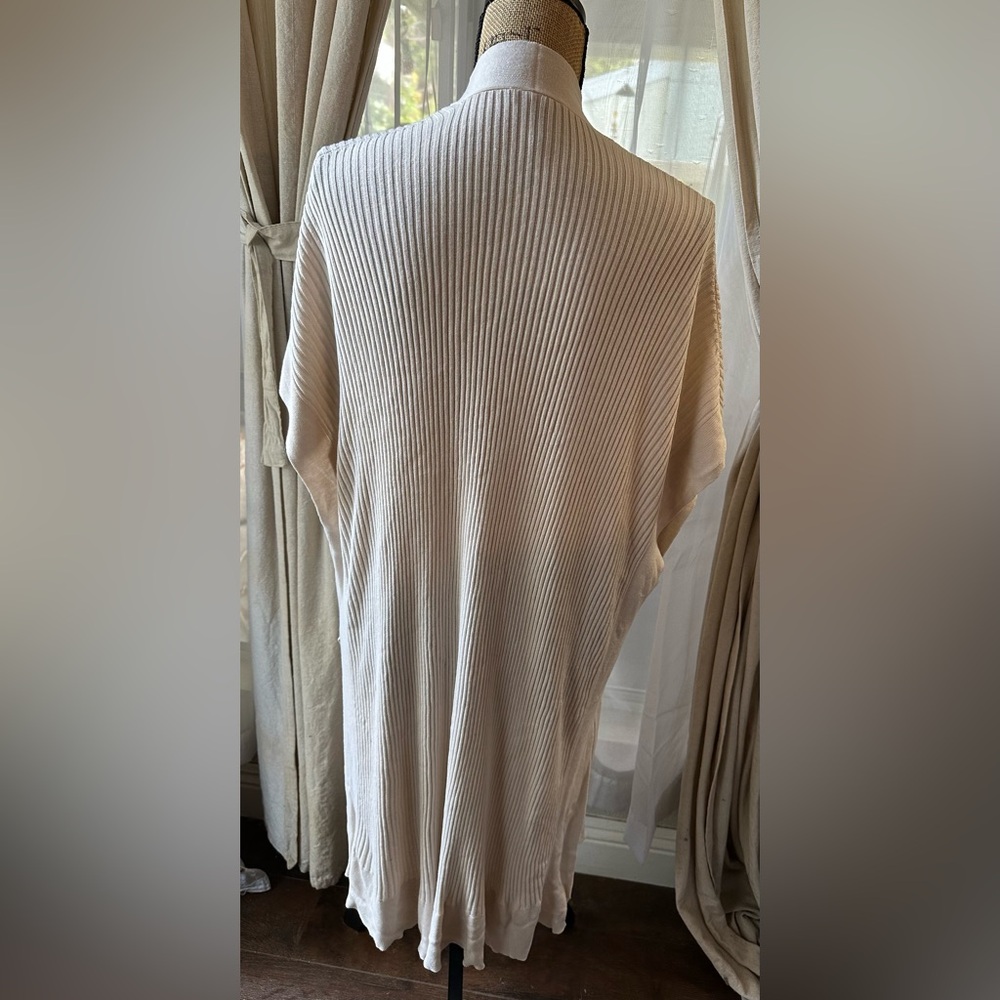 Eileen Fisher Cream Sleek Tencel Rib Kimono Cardigan - Picture 5 of 7